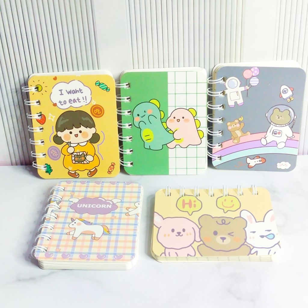 

Notebook Mini Buku Catatan Ring Motif Kartun/Notebook Ring Unik Motif Kertas Paper Stationery Buku Saku Isi 80 Lembar