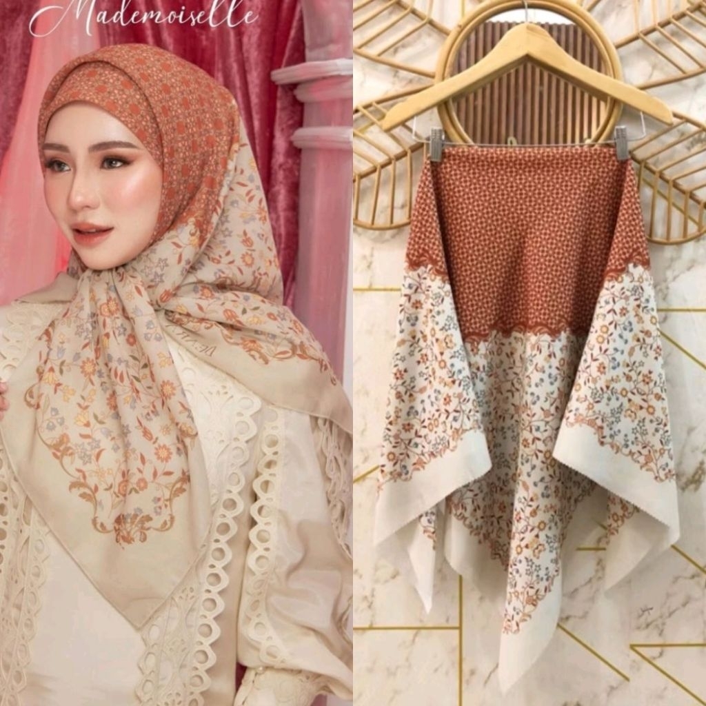 Segi Empat Voal Motif Hologram Bunga Cantik Hijab Turki/Hijab Segi Empat Voal Motif/Hijab motif Butt