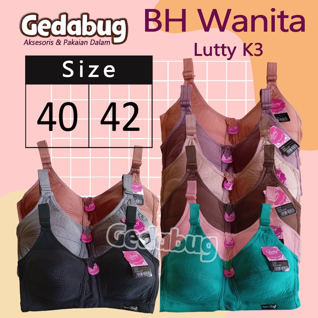 Bra Sport Lutty Jumbo Kait 3 Tanpa Busa Bh Lutty Tanpa Kawat Sports Wanita Lembut Berkualitas