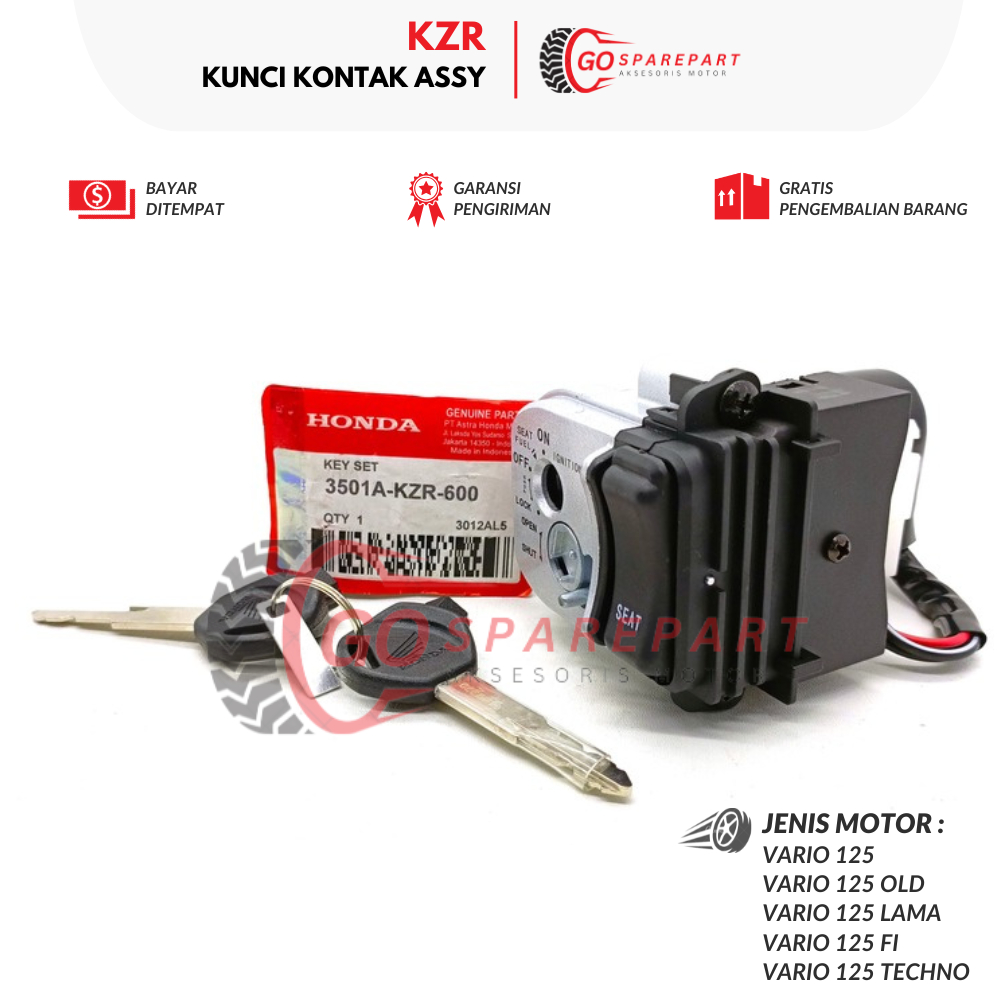 KZR KUNCI KONTAK ASSY MOTOR HONDA VARIO 125 / SET KUNCI KONTAK MOTOR VARIO 125 / RUMAH KUNCI KONTAK 