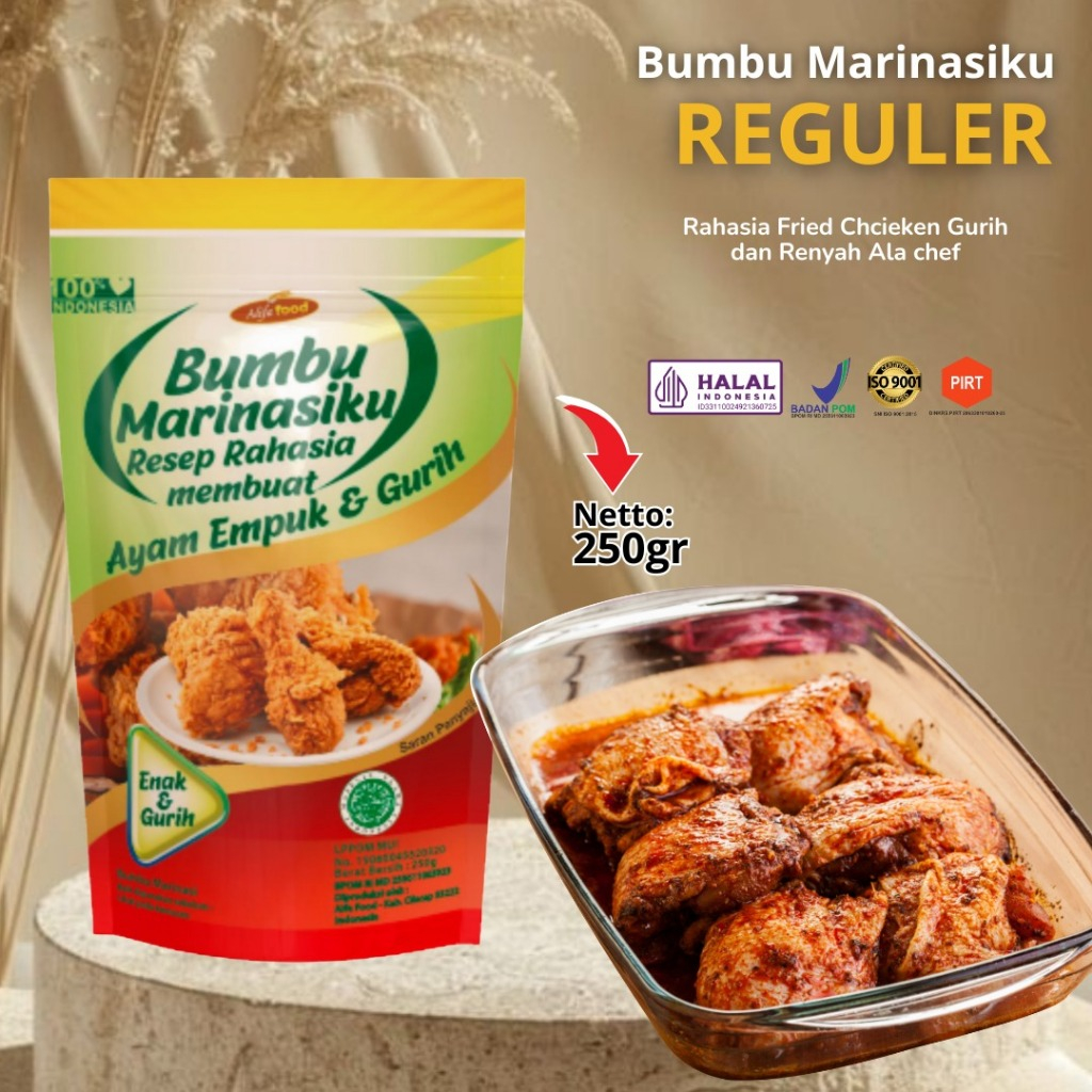 

Marinasi Regular 250gr Alifafood I Pengempuk daging I Penguat rasa I BPOM Halal/Marinasi Ayam