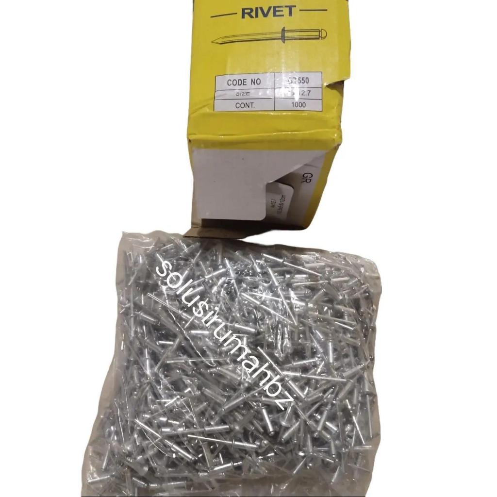 Rivet 1 Kotak Paku Rivet 550 Ukuran 4mm x 12.7mm 1000PCS 1000 P Paku Ripet Harga Per 1 Kotak