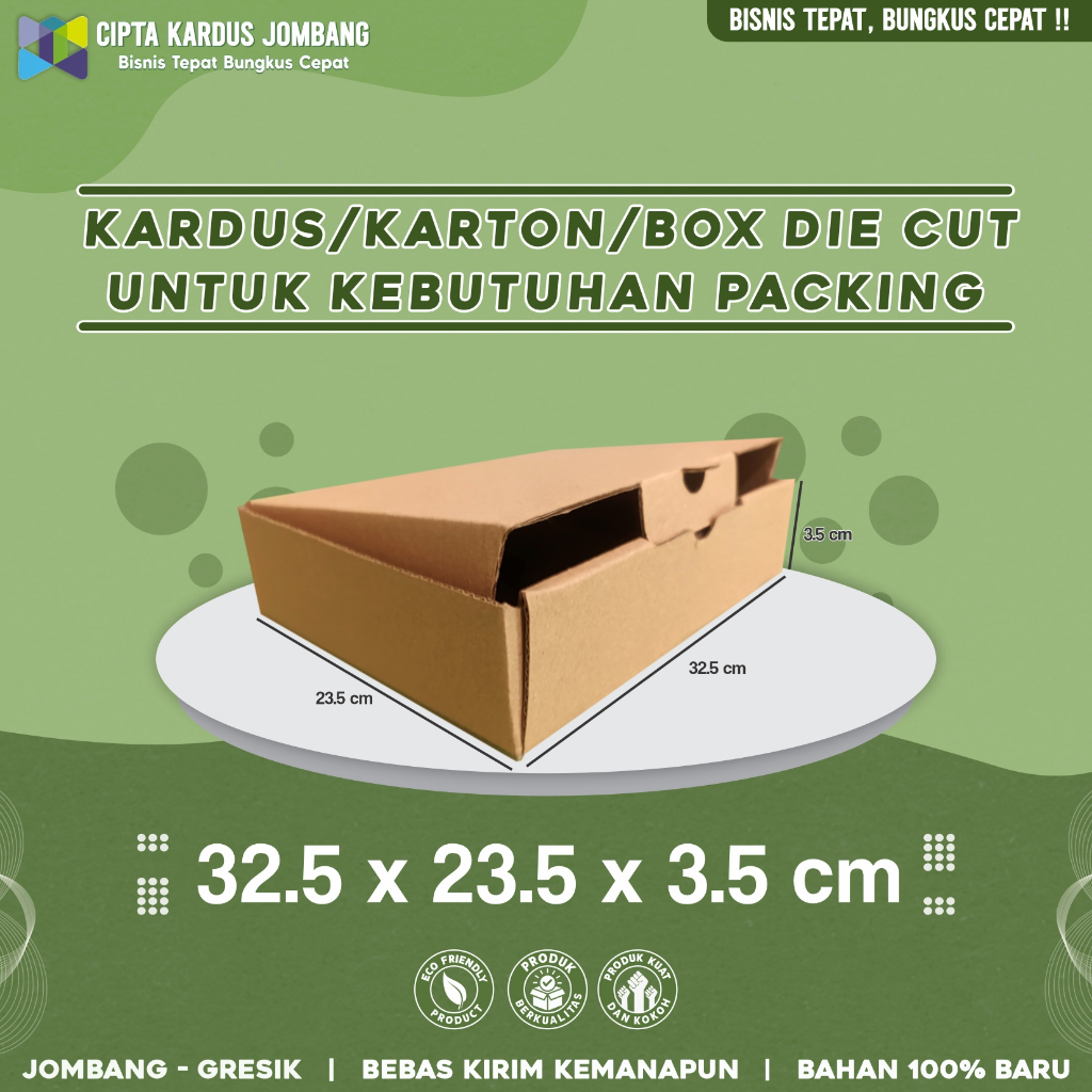 

Kardus Die Cut 32.5x23.5x3.5 | Box Hampers | Karton Packing