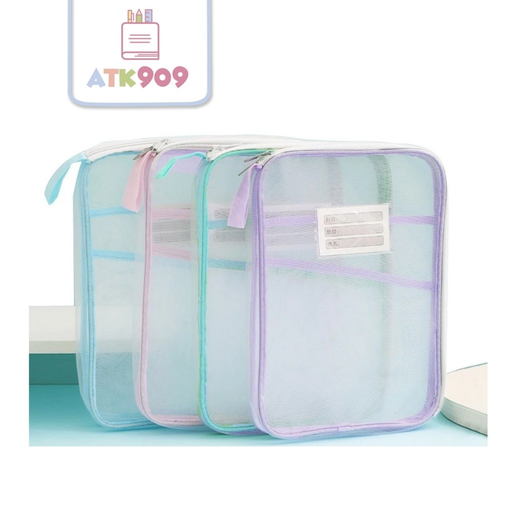 

ATK909 Document Bag Transparan 3 Lapis Tas Folder Portabel Jaring Penyimpanan Dokumen Tas Klasifikasi Buku Teks