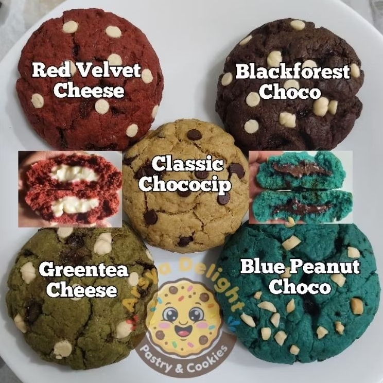 

Chewy Cookies 5 varian Rasa Ada isian coklat/keju Homemade tanpa bahan pengawet halal tanpa bahan b01k0t
