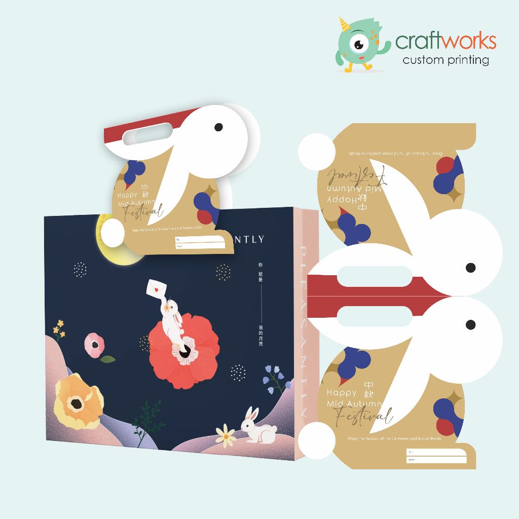 

HANDLE PAPER BAG MID AUTUMN MOON CAKE FESTIVAL- ISI 3 PCS PAPER HANDLE