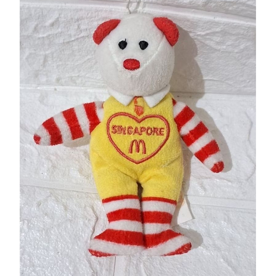 boneka tedi teddy bear beruang kostum kuning ronald mcd mcdonalds brand original ty unik