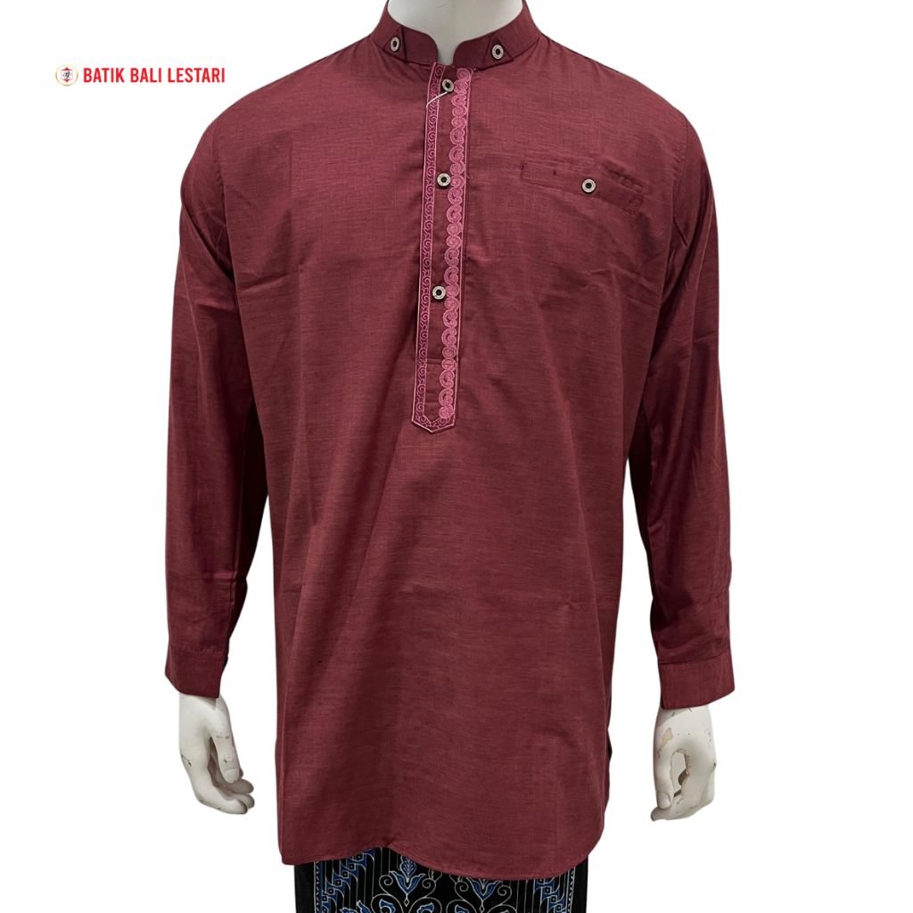 Batik Bali Lestari Koko Pakistan Lengan Panjang Ungu (UKK)