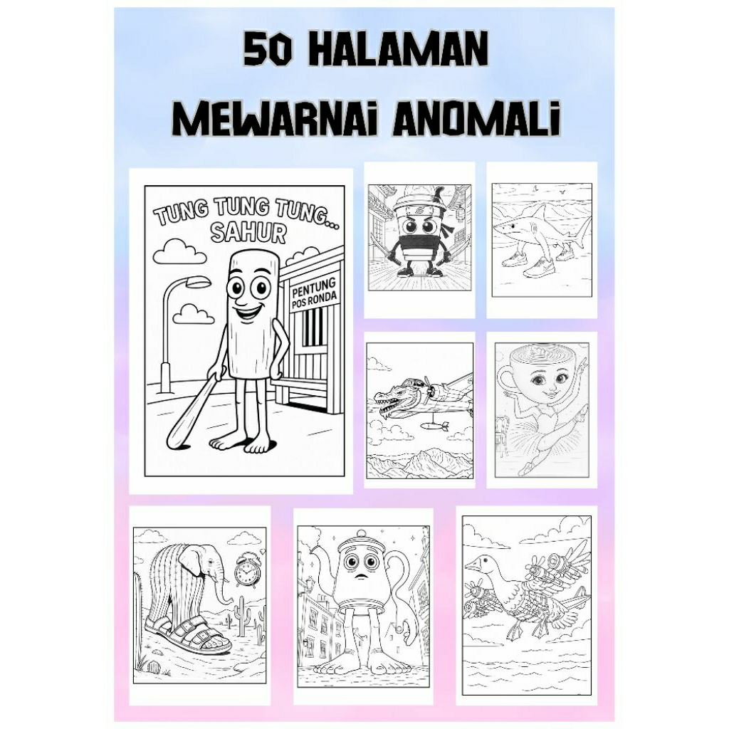 

50 Lembar Kertas Mewarnai Tema Anomali