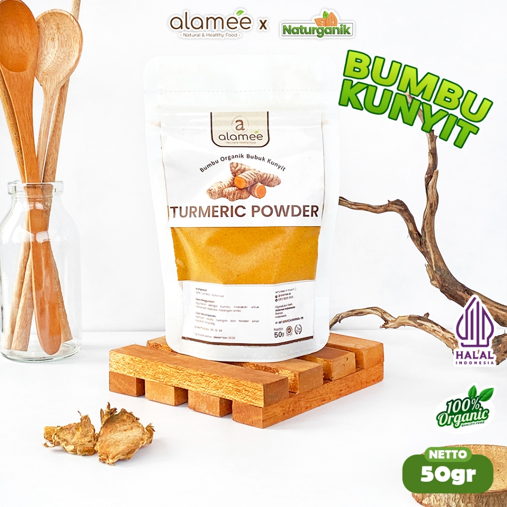

ALAMEE Turmeric Powder Kunyit Bubuk Ground Bumbu Dapur Instan Organik Asli Seasoning 50Gr Naturganik