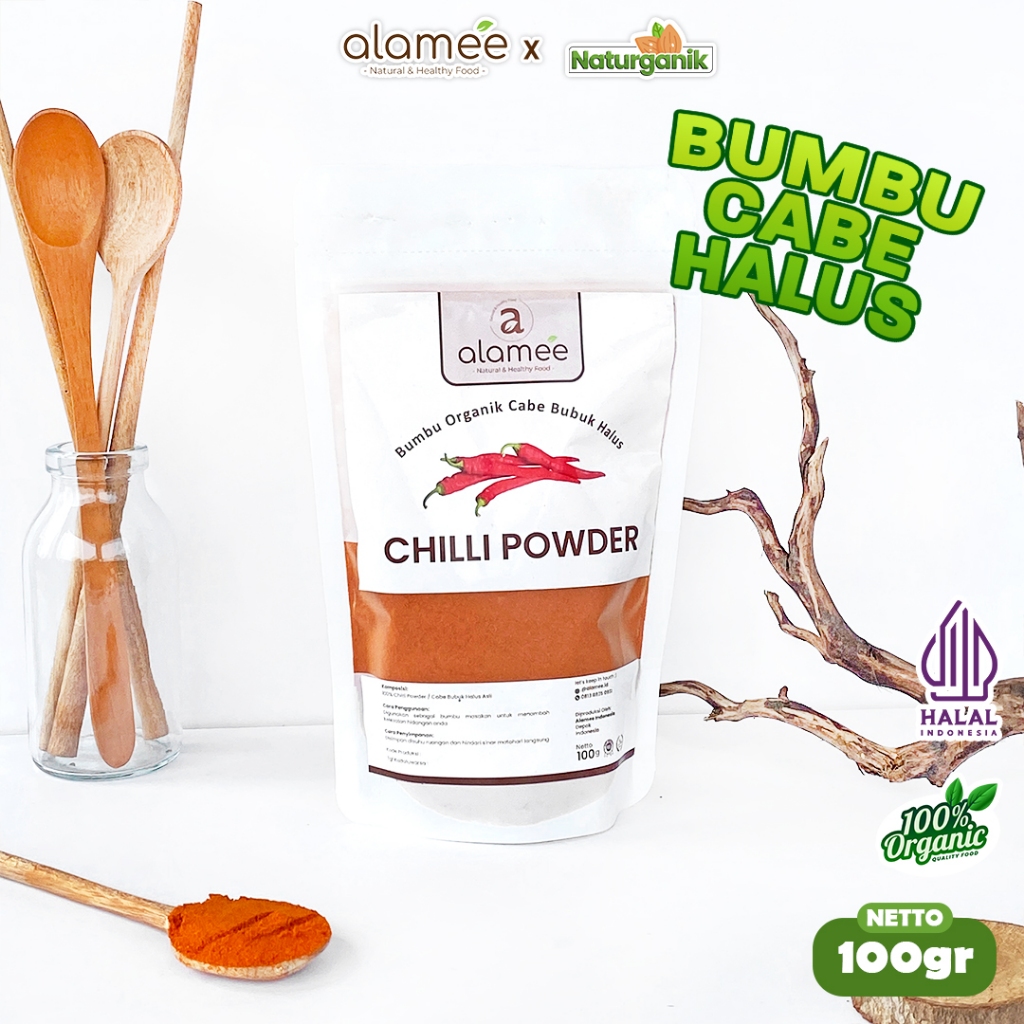 

ALAMEE Bubuk Cabe Halus Bumbu Dapur Instan Chilli Powder Cabai Seasoning Organik 100 Gram Naturganik