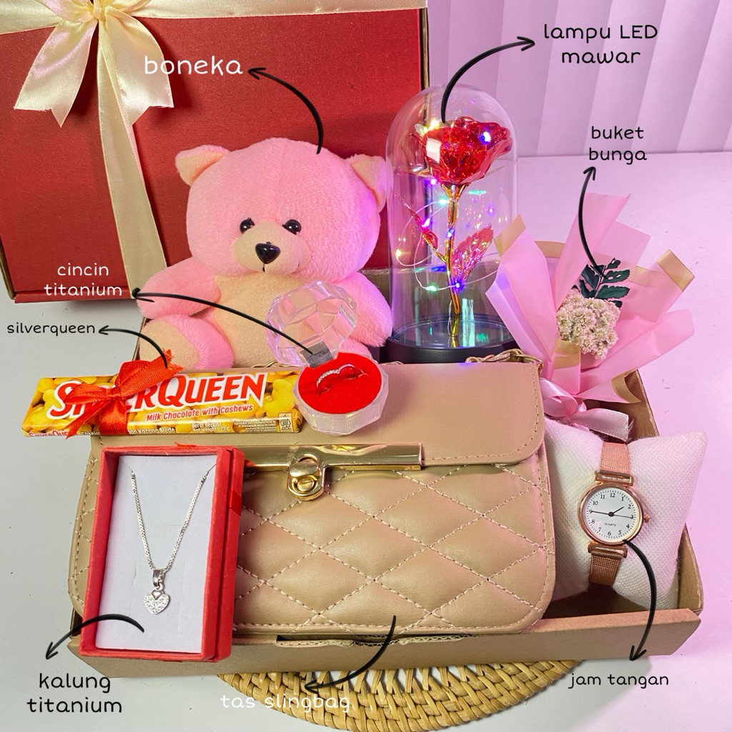 

❤️(PAKET TGM MAWAR) HAMPERS HADIAH PESTA ULANG TAHUN ANNIV BEST SELLER Buket Boneka
