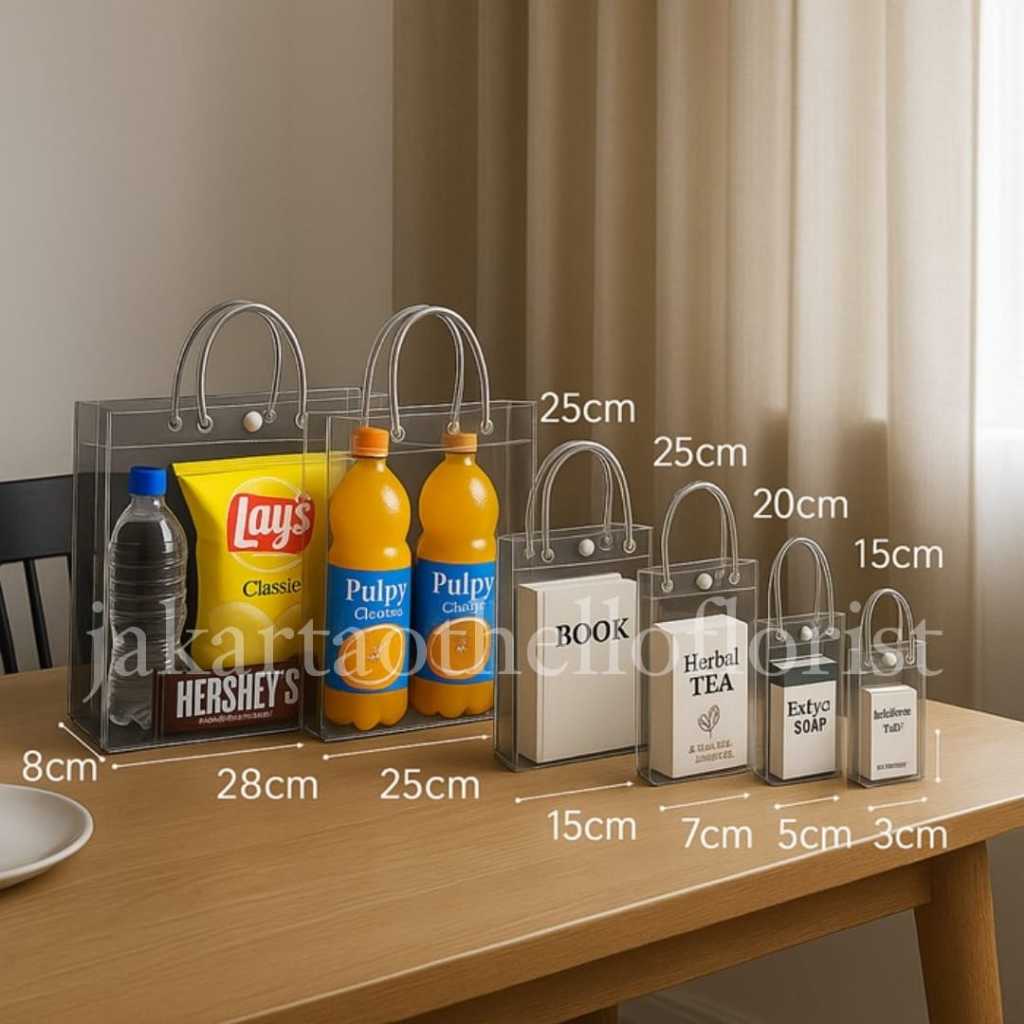 

Tas Bening PVC Premium | Tote Bag Elegan Waterproof untuk Hadiah, Event, & Belanja pelastik plastik tas souvenir ulang tahun kado Transparant Bag