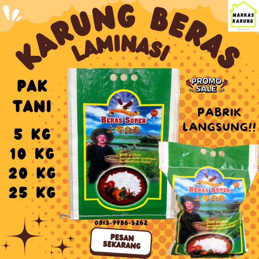Karung Laminasi Pak Tani Karung Beras Pak Tani Karung Beras Super Beras premium karung SLYP SUPER5kg