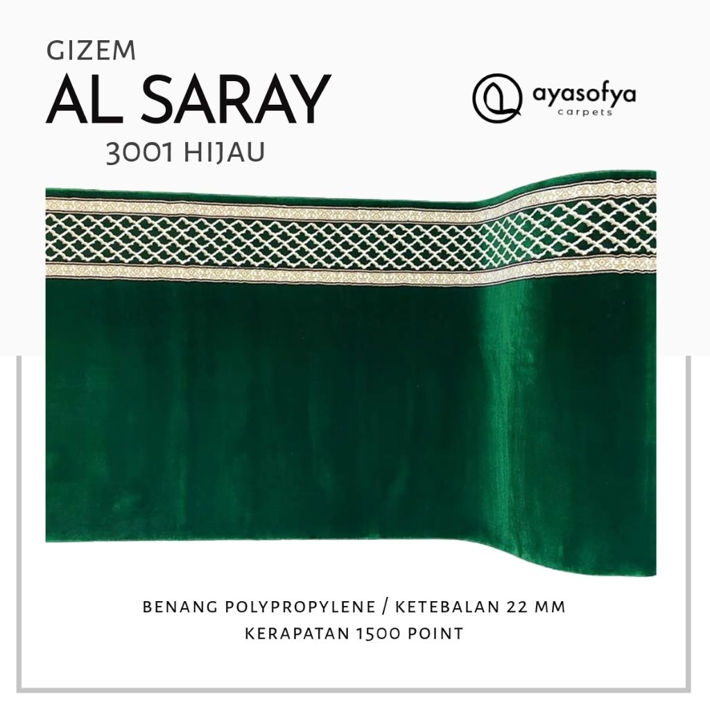 Karpet Masjid Turki Roll Meteran 22mm Royal Al Saray Premium Tebal, Empuk & Nyaman untuk Sujud