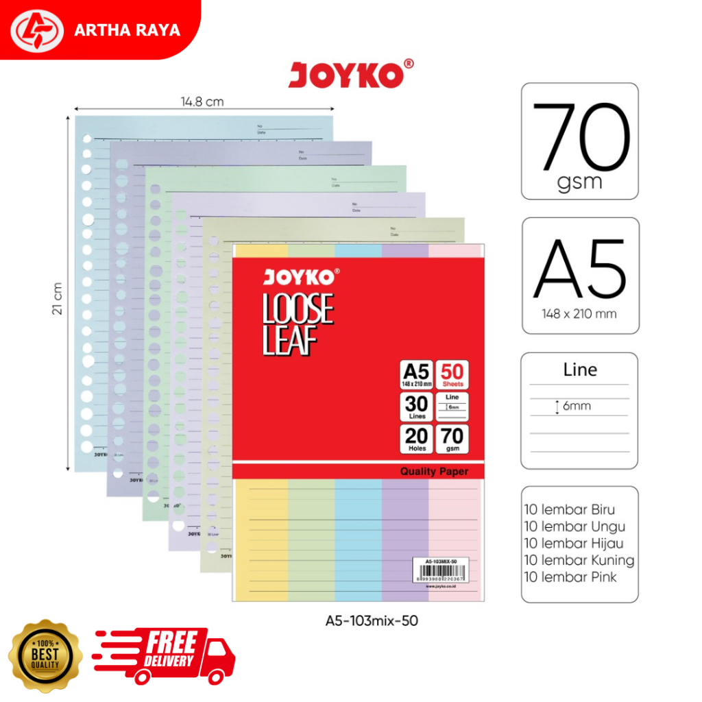 

Joyko Loose Leaf Warna Warni A5 50 Lembar