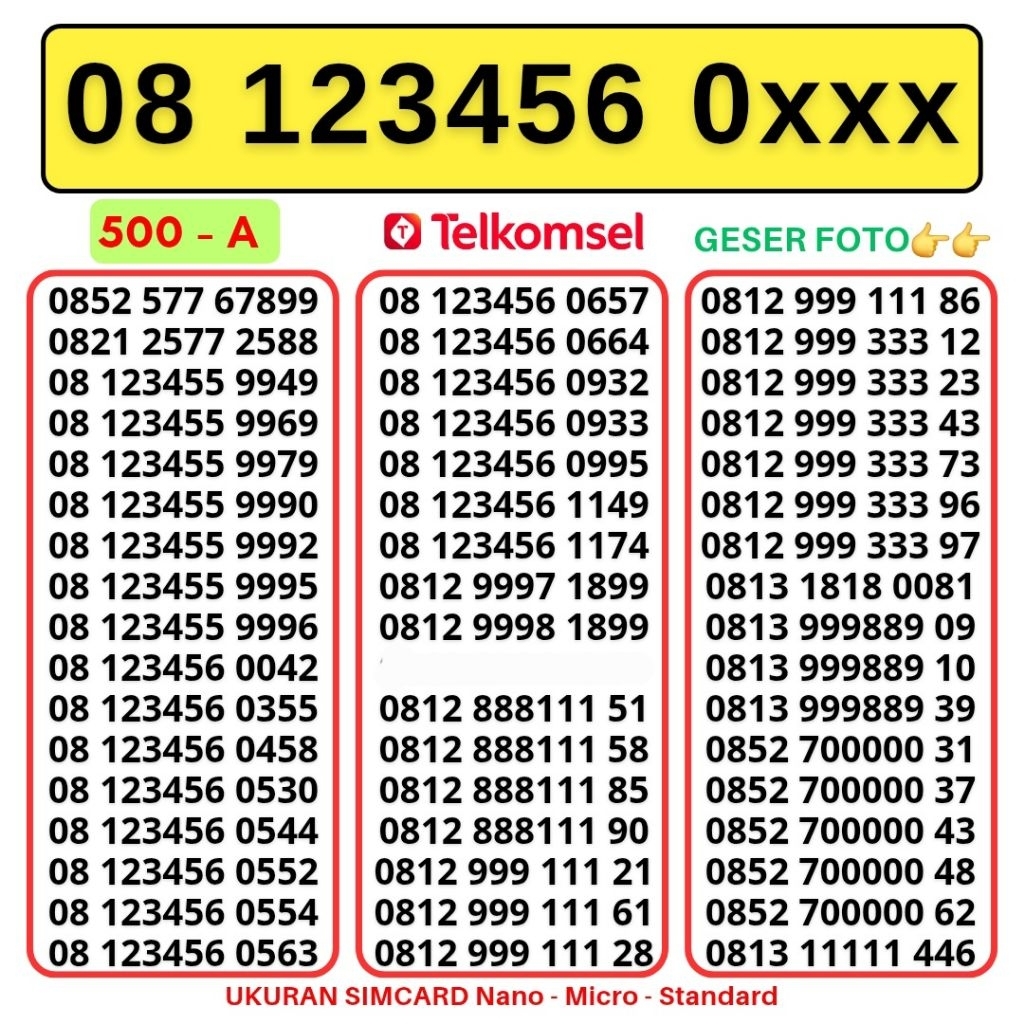 Nomor Cantik Simpati Telkomsel 4G 5G Kartu Perdana Telkomsel Simpati Nocan Simpati Nomer Cantik Telk