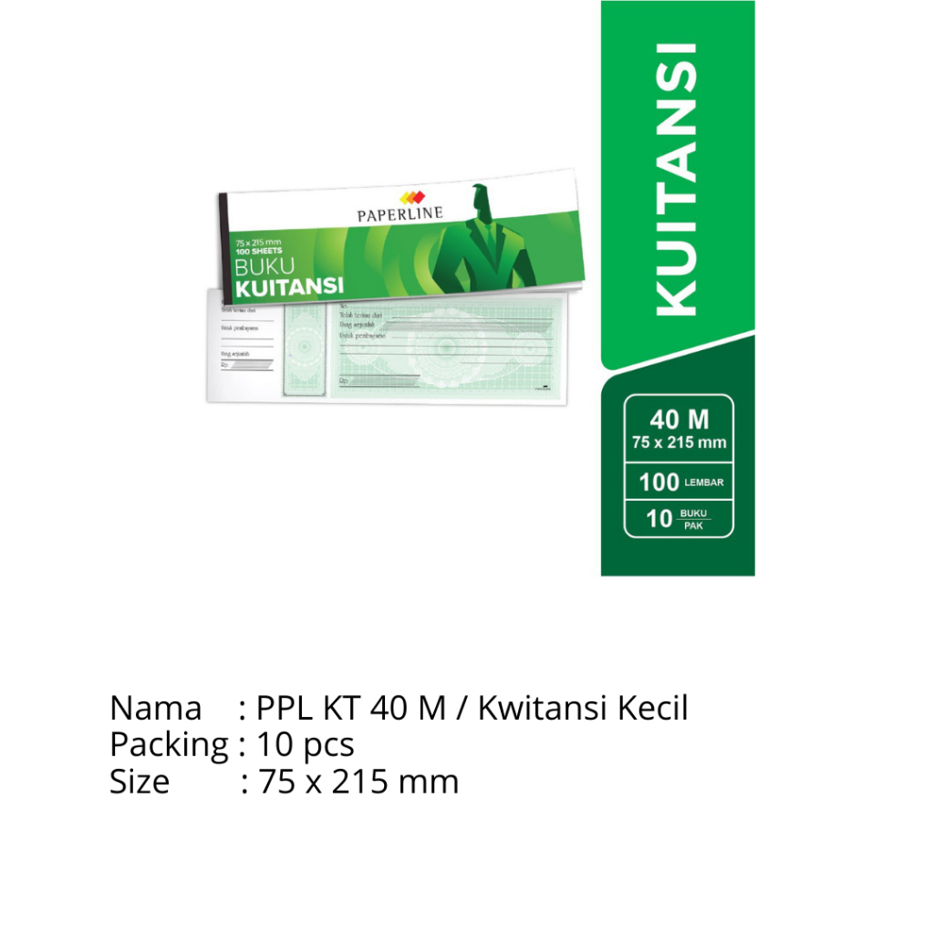

Buku Kuitansi / Kwitansi Paperline M/ Kwitansi Kecil isi 100 Lembar (10 pcs/pack)