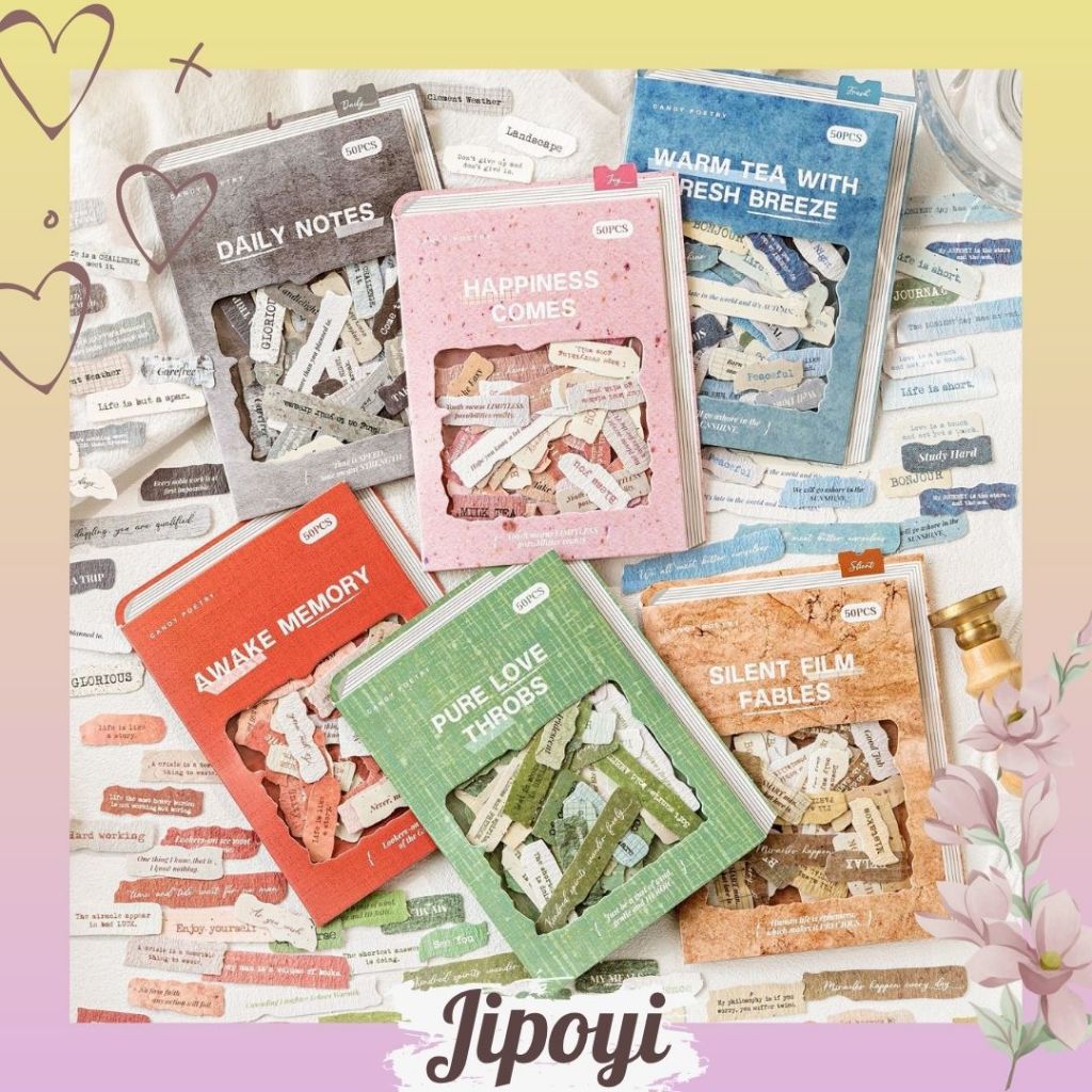 

50pcs Stiker Sticker Fragmentary Thoughts Retro Bujo Journal Jurnal Scrapbook Diary Aesthetic DIY
