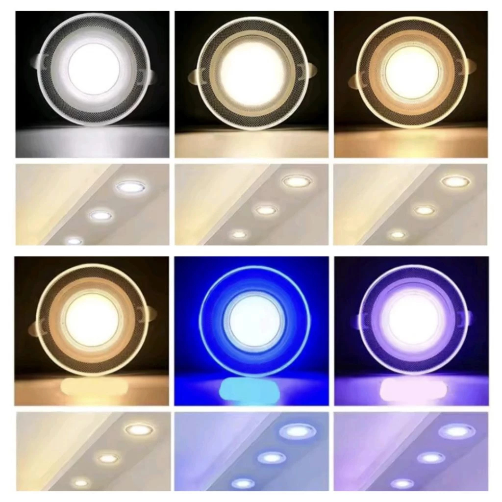 Lampu Downlight Plafon BULAT 3 WARNA / LAMPU Plafon 3 Warna KUNING+BIRU+UNGU - PUTIH+KUNING+COMFORT