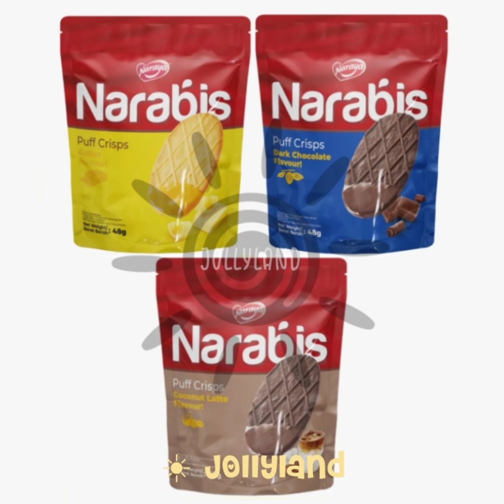 

Naraya Narabis Puff Crisps Dark Chocolate & Butter Flavour Biskuit Puff Crispy Renyah Rasa Dark Coklat & Butter 48g