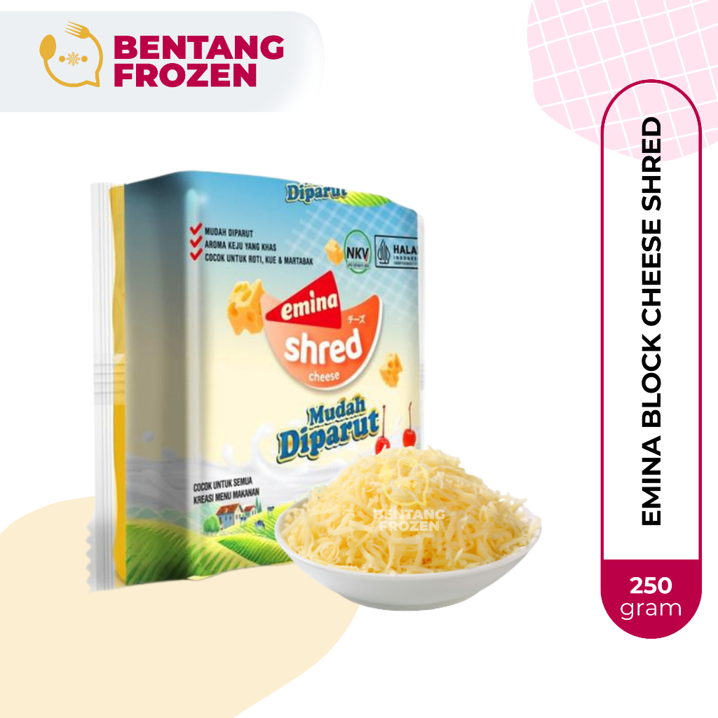 

Emina Shred 250gr Cheddar Cheese / Keju Emina Shred 250gr