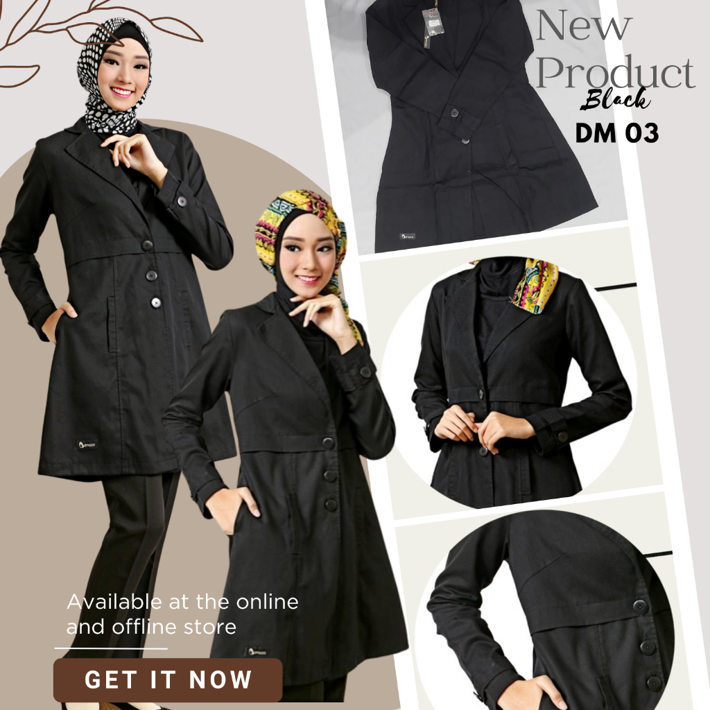 BAJU BLEZER KERJA JAS KERJA WANITA MUTIF DAMOZA DM 03 BLACK