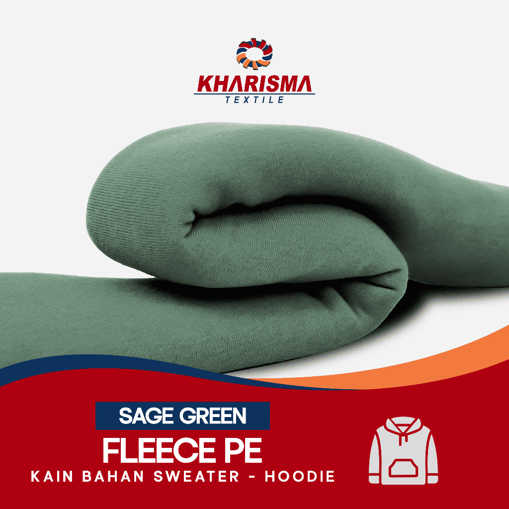 Bahan Jaket Sweater Kain Fleece PE Premium Hijau Sage Kharisma Textile