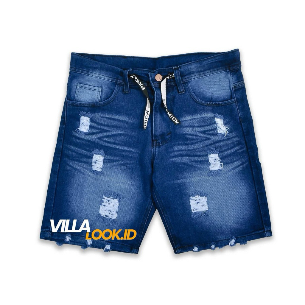 Celana Jeans Pendek Sobek Pria - Jeans Pendek Sobek Pria