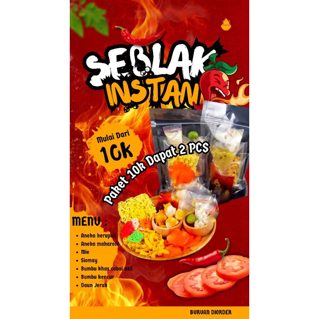 

Seblak instan komplit mix bumbu kencur daun jeruk pedas chili oil kemasan pouch paketan bundling ekonomis