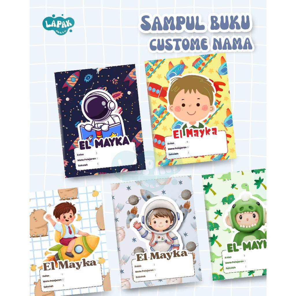 

[LAPAK IBUN] Sampul Buku Custom Nama - Desain Lucu & Eksklusif untuk Anak Laki-Laki