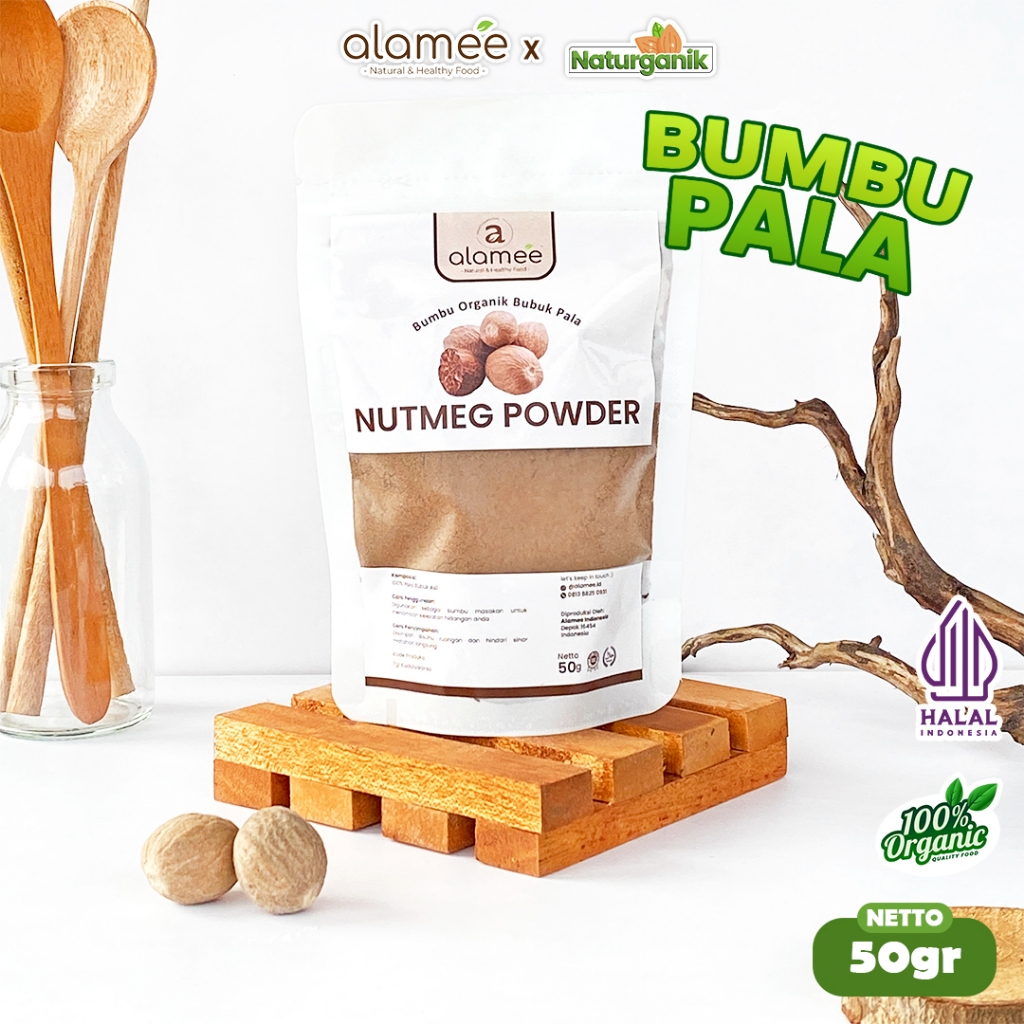 

ALAMEE Pala Bubuk Bumbu Dapur Nutmeg Powder Rempah Murni Asli Seasoning Organik 50 Gram Naturganik