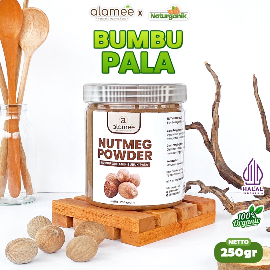 

ALAMEE Pala Bubuk Nutmeg Powder Bumbu Dapur Rempah Murni Asli Seasoning Organik Naturganik