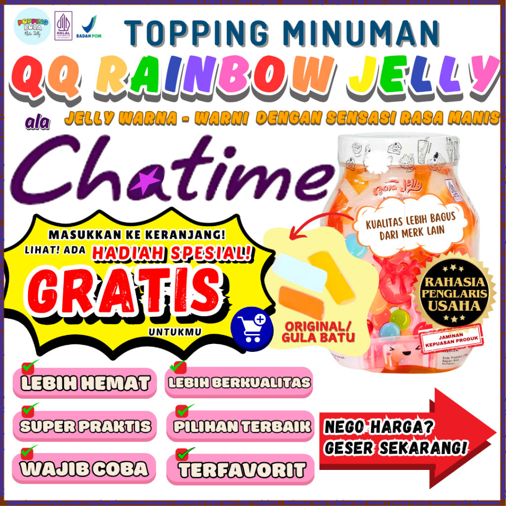 

QQRainbowJellyKonyakuToppingMinumanPerpaduan INDOMILK KIDS Susu UHT Original - Rainbow Jelly Original 500 Gram | Cocok Untuk Semua Jenis Minuman