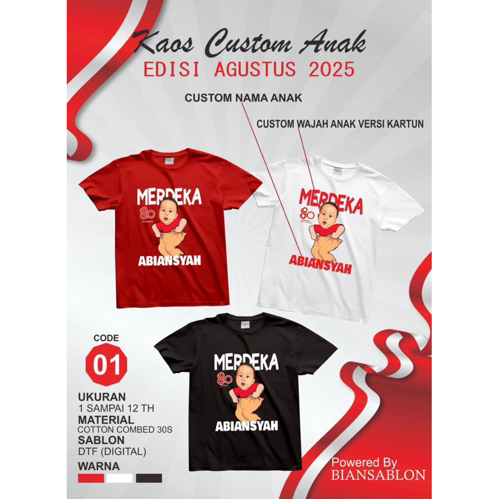 KAOS 17 Agustus custome FOTO NAMA