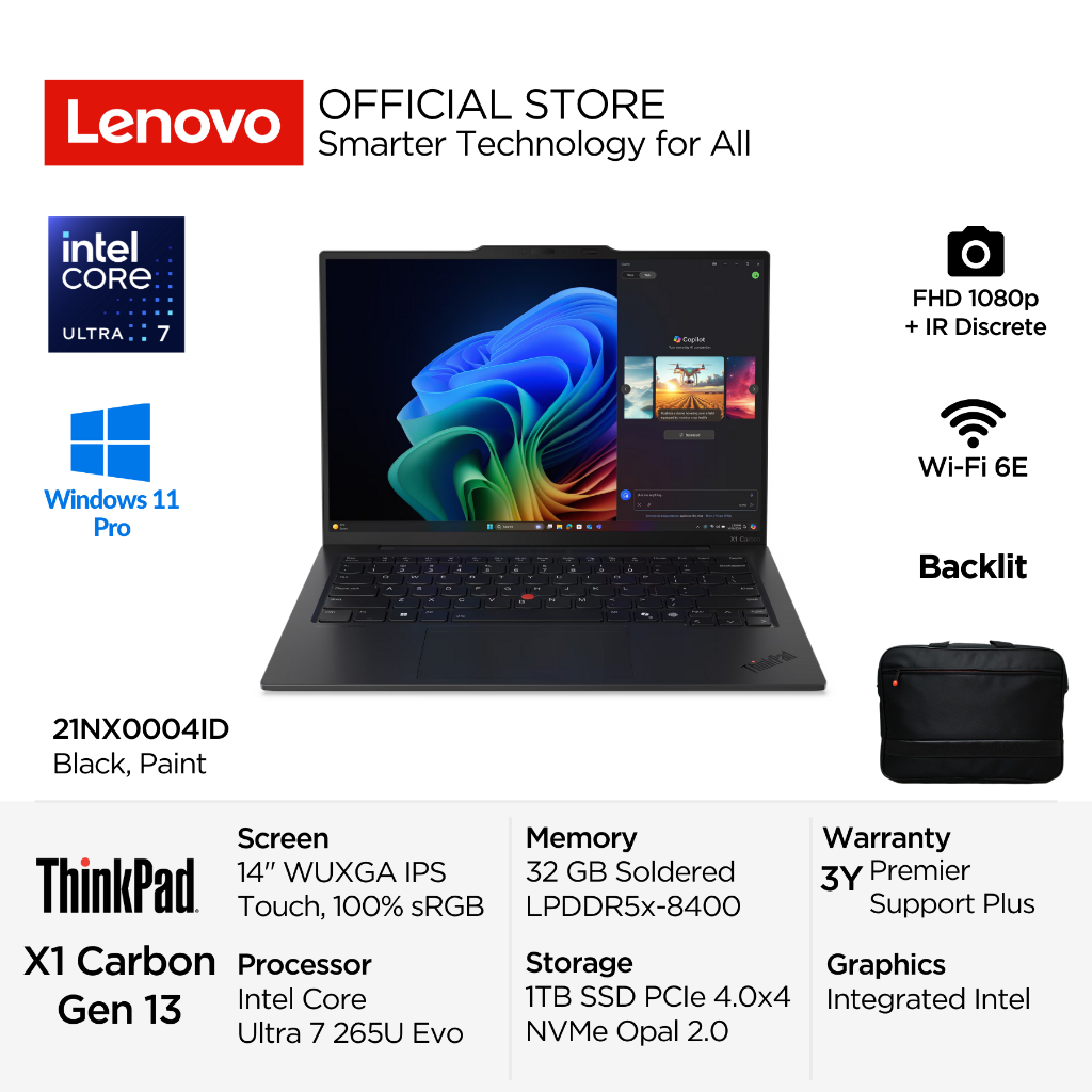 Lenovo ThinkPad X1 Carbon Gen 13 Aura Edition 04ID Intel Core Ultra 7 265U Evo vPro Win11 Pro 32GB 1