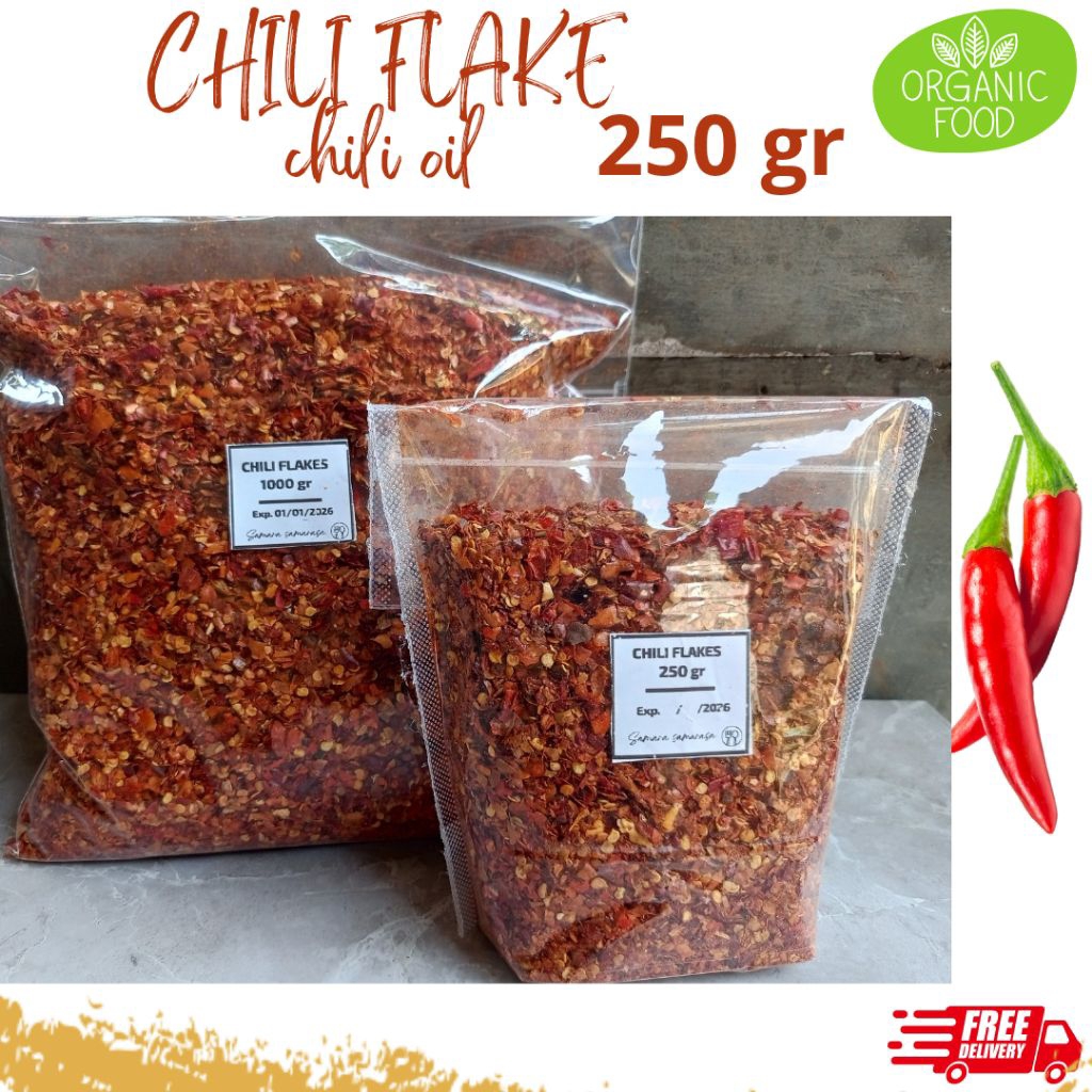 

CHILI FLAKE 250 GRAM RAWIT GILING KASAR PEDAS SAMARA SAMARASA