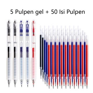 

55Pcs Pulpen Bolpoin dengan Clip 0.5 mm Pena Retractable Penulisan Halus