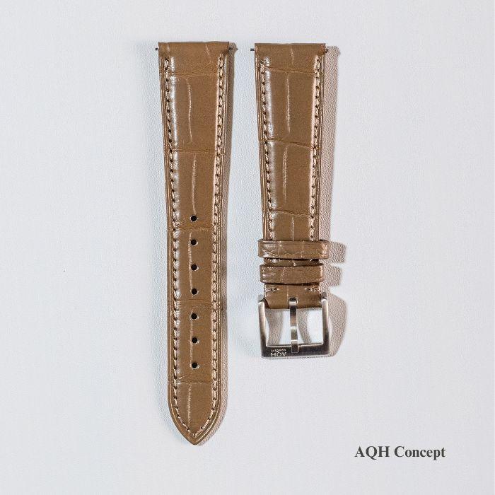 AQH Genuine Croco Watch Leather Strap in Camel Colour / Croco Strap / Strap Jam / Tali Jam / Kulit J