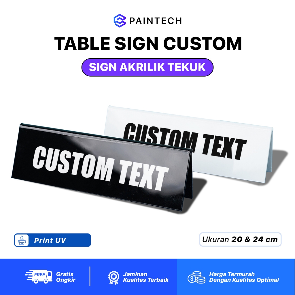

Custom Table Sign Akrilik | Nomor Meja / Reserved / Tanda Loket | Print UV 2 Sisi