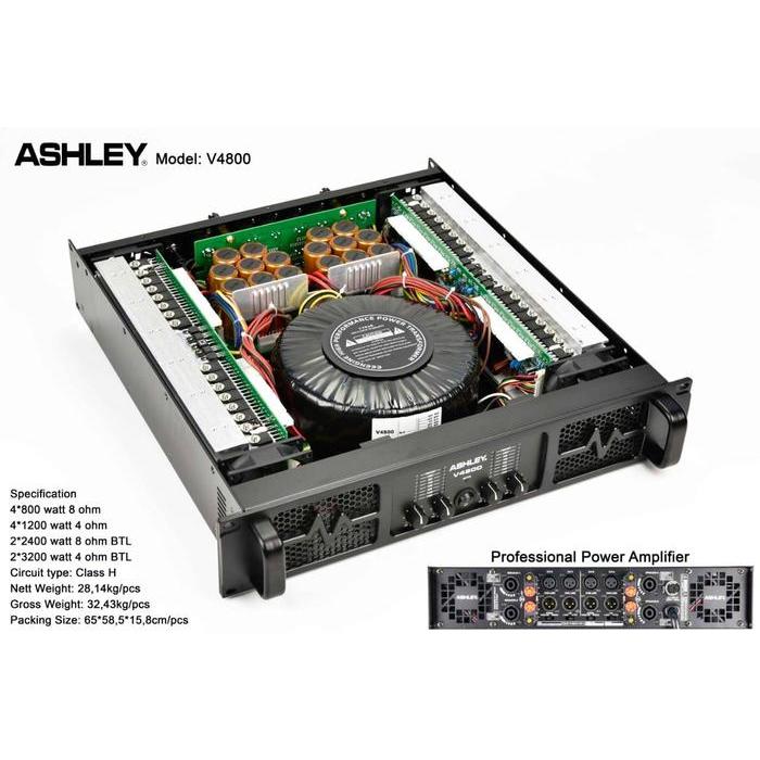 Power Amplifier 4 Channel Ashley V4800 V 4800 Original ASHLEY V4800 ashley v4800 power amplifier