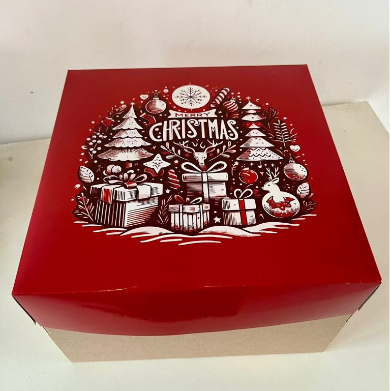 

(3 Pcs)Kotak Kue Happy Merry Christmas Dus Cake Natal Packaging 25x25cm Box Hampers