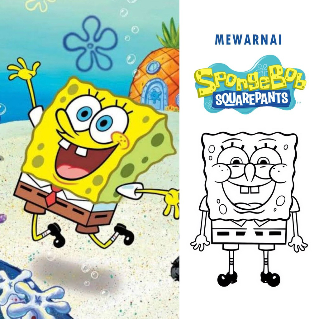 

15 Lembar A5 | Kertas Mewarnai tema Sponge Bob Square Pant | 15 Kertas gambar berbeda