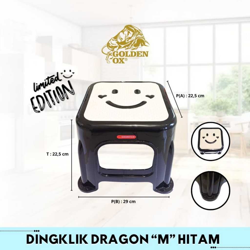 [Hitam] Dingklik Plastik Dragon Hitam / Dingklik Plastik Kuat Tidak Mudah Pecah / Kursi Plastik / Di