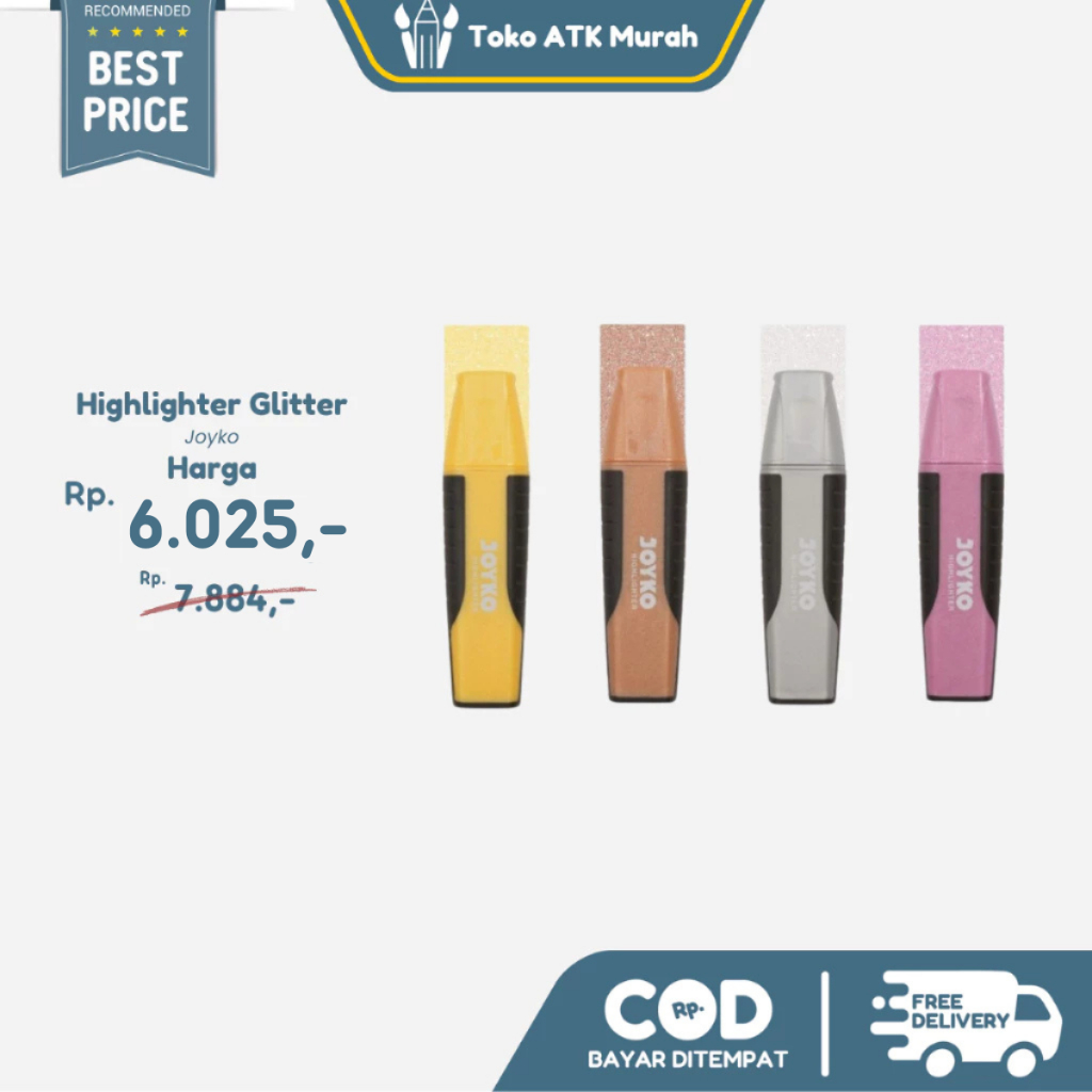 

Highlighter Warna Glitter Joyko HL-17-20 Penanda Berwarna