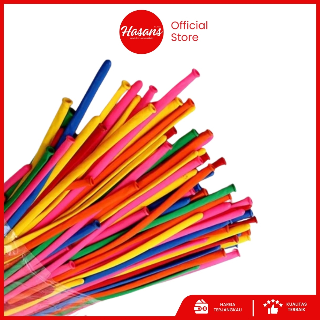 Hasans / [100 Pcs] Balon Latex Pentil / Balon Twist Panjang / Balon Panjang / Balon Cacing / Balon C