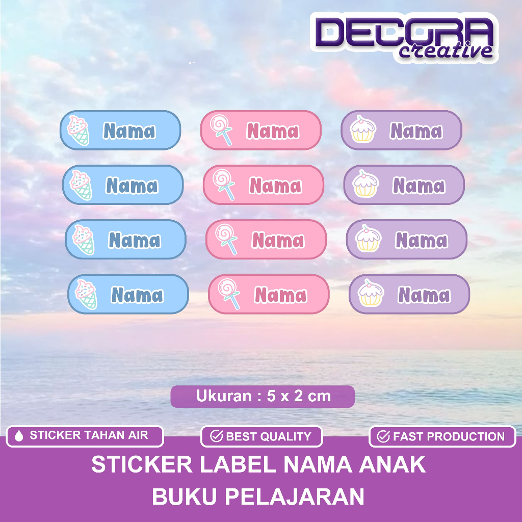 

36 PCS | STIKER LABEL NAMA ANAK BUKU PELAJARAN CANDY | STIKER MAPEL BAHAN CROMO