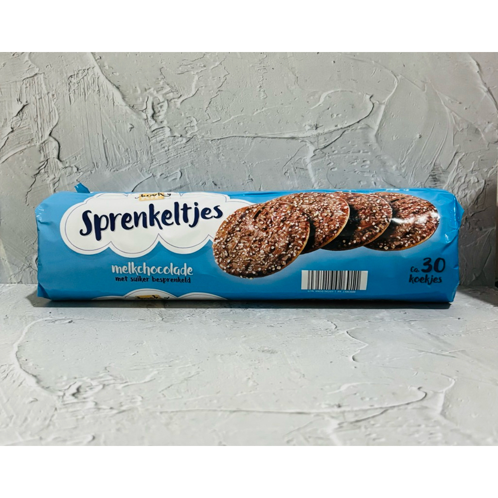 

Sprenkeltjes milk chocolate biscuit 400gr, isi 30 pcs, biskuit coklat susu ori belanda