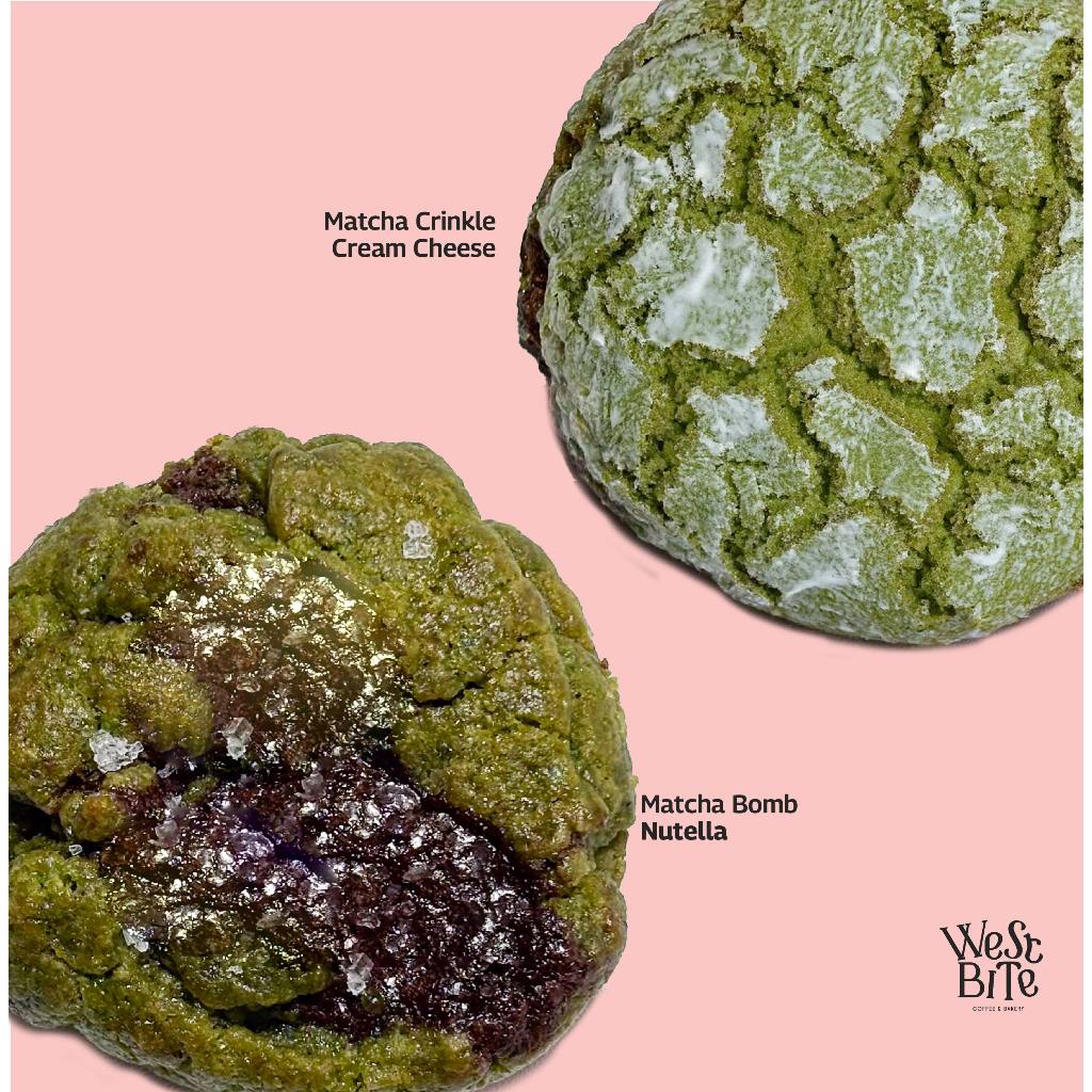 

[West Bite] - Matcha Crinkle Cream Cheese & Matcha Bomb Nutella Cookies