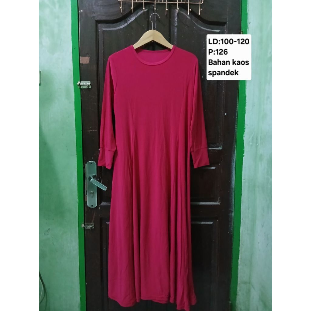 (COD)Dress gamis inner muslim wanita warna pink fuchia